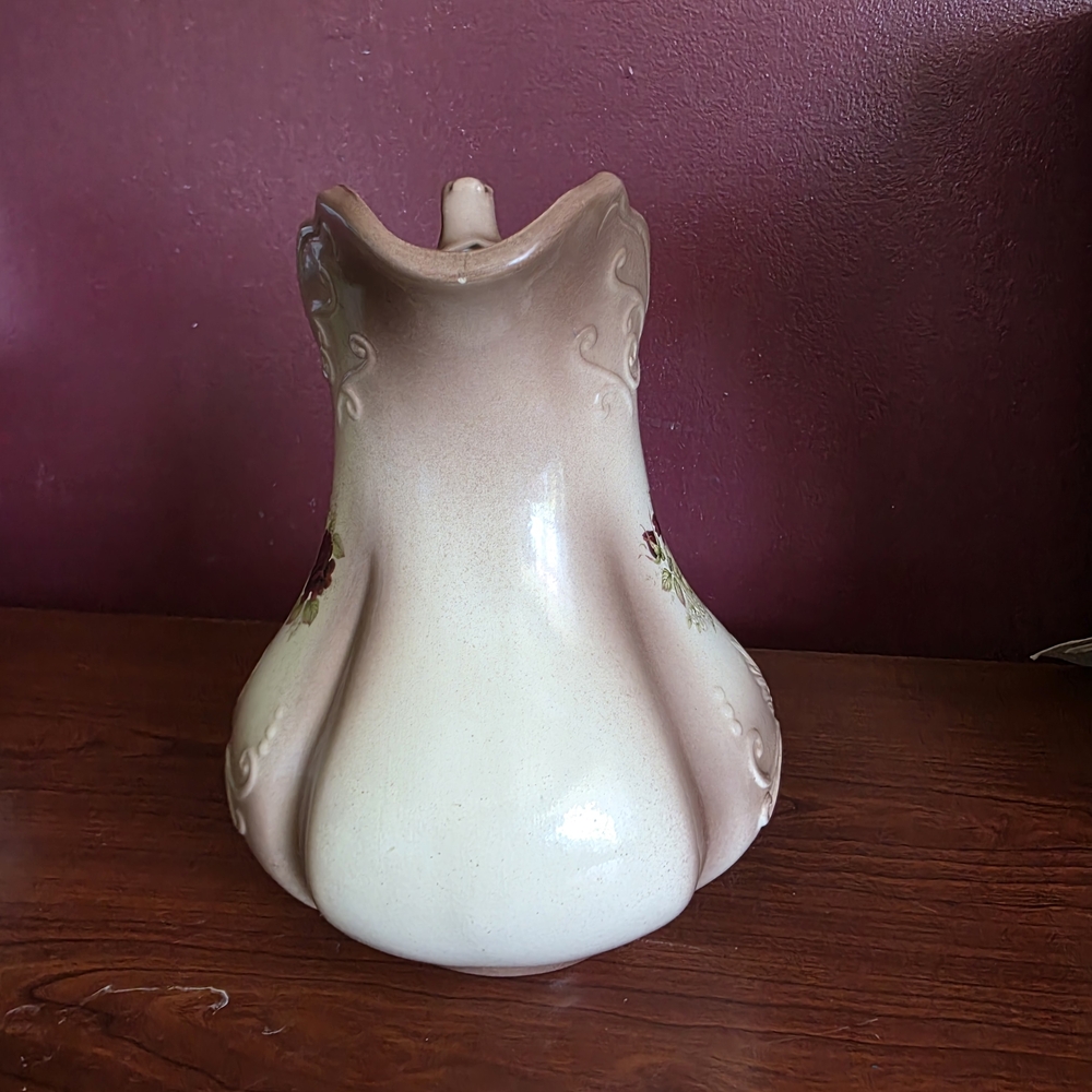 Decorative Cream and Pink Floral Ceramic Pitcher Ironstone Pretty Vintage - Picture 7 of 8